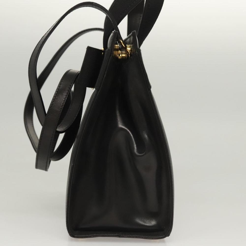 Salvatore Ferragamo Vala Hand Bag Leather 2way Black Gold Auth gh079 - Picture 3 of 16